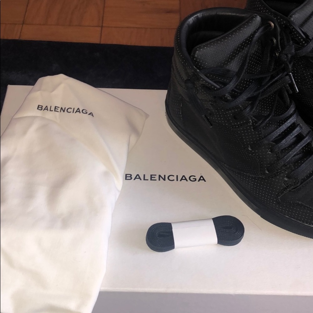 Balenciaga black leather high tops